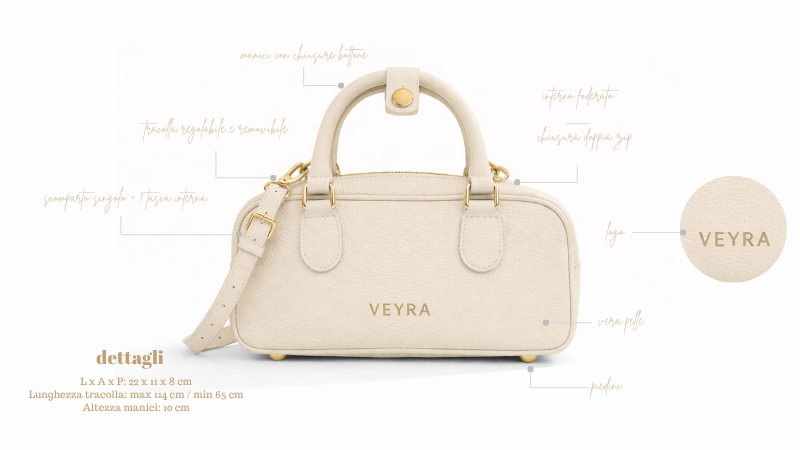 Borsa mini VEYRA con tracolla milk