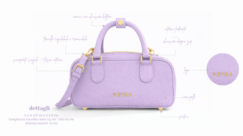 Borsa mini VEYRA con tracolla lilac